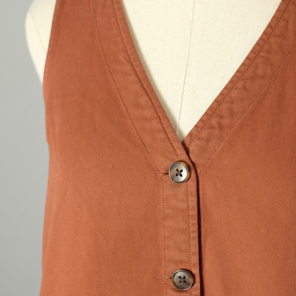 Vintage Gap Rust Denim Button Down Shift Dress - image 2